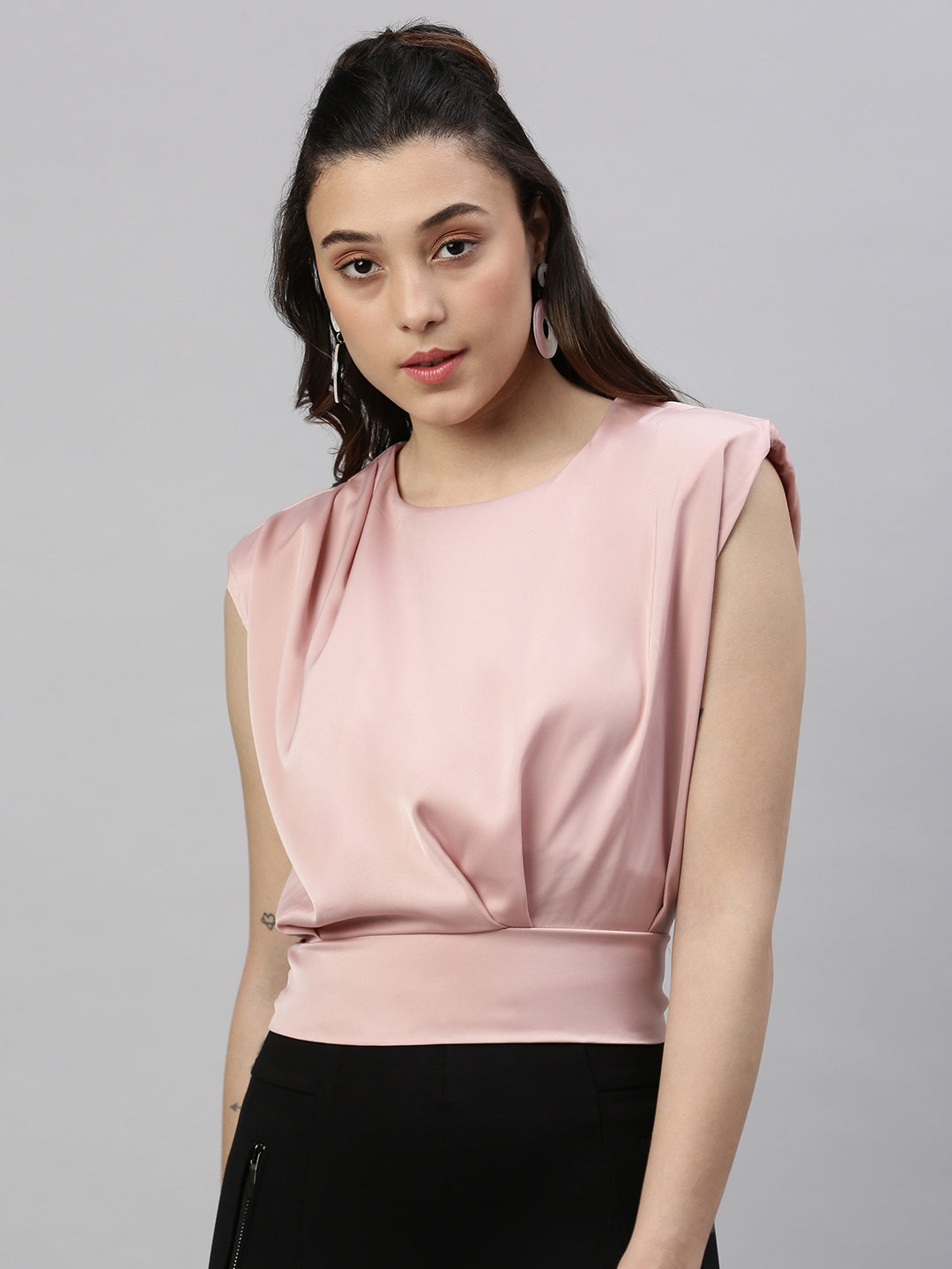 Women Solid Peach Top