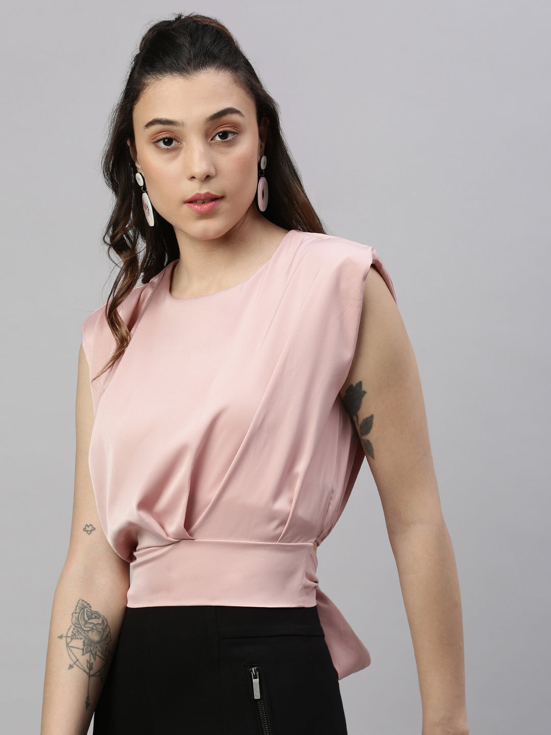 Women Solid Peach Top