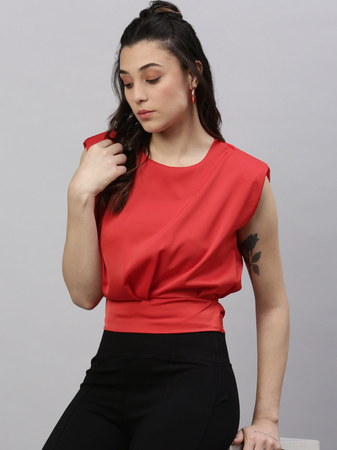 Women Solid Red Top