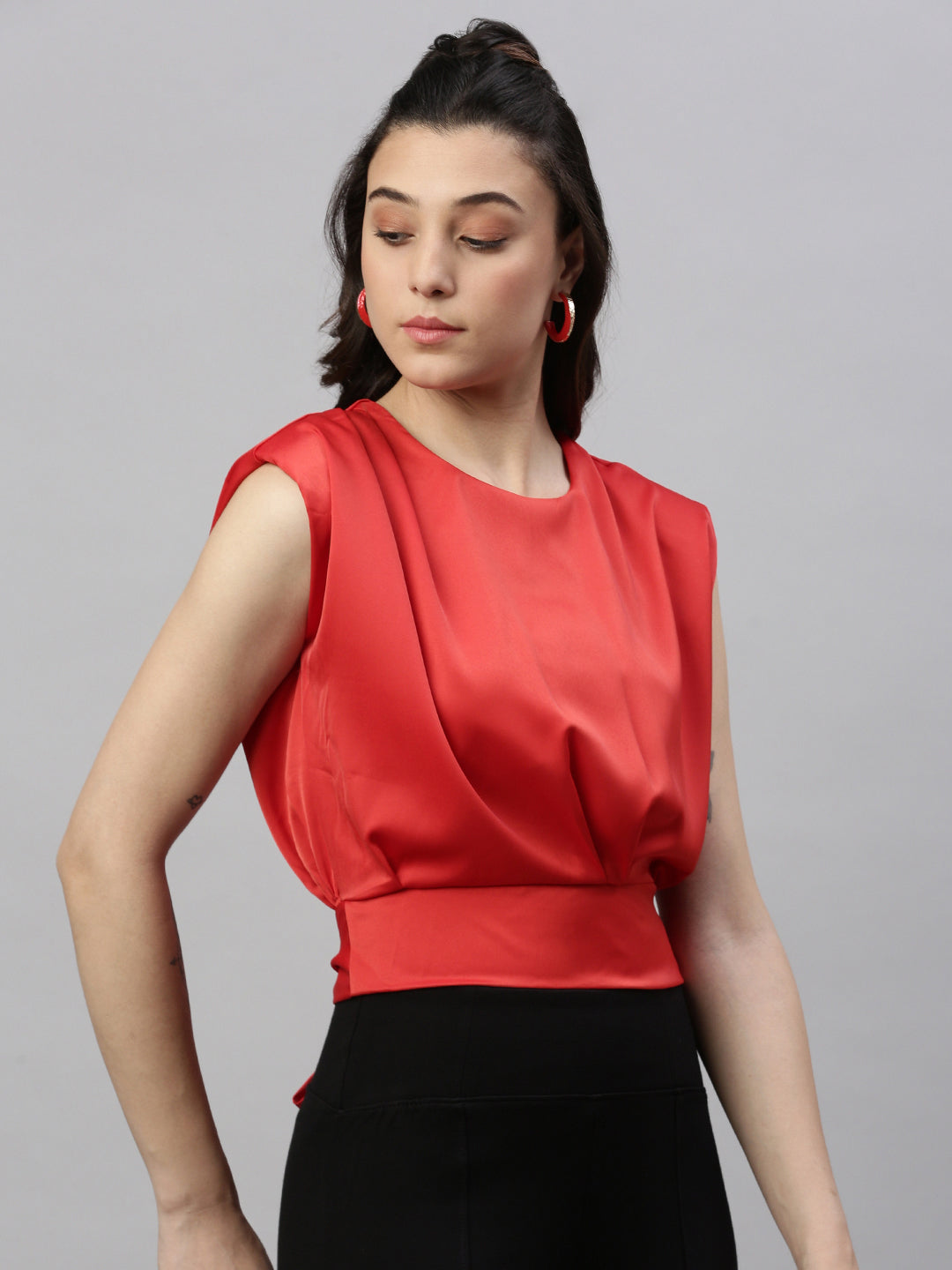 Women Solid Red Top