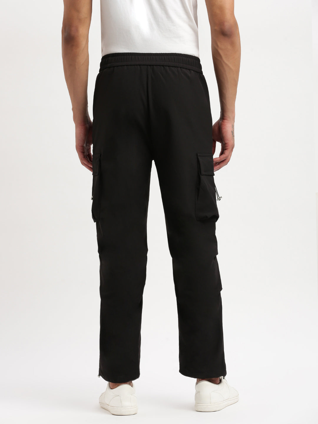 Men Slim Fit Solid Black Track Pant