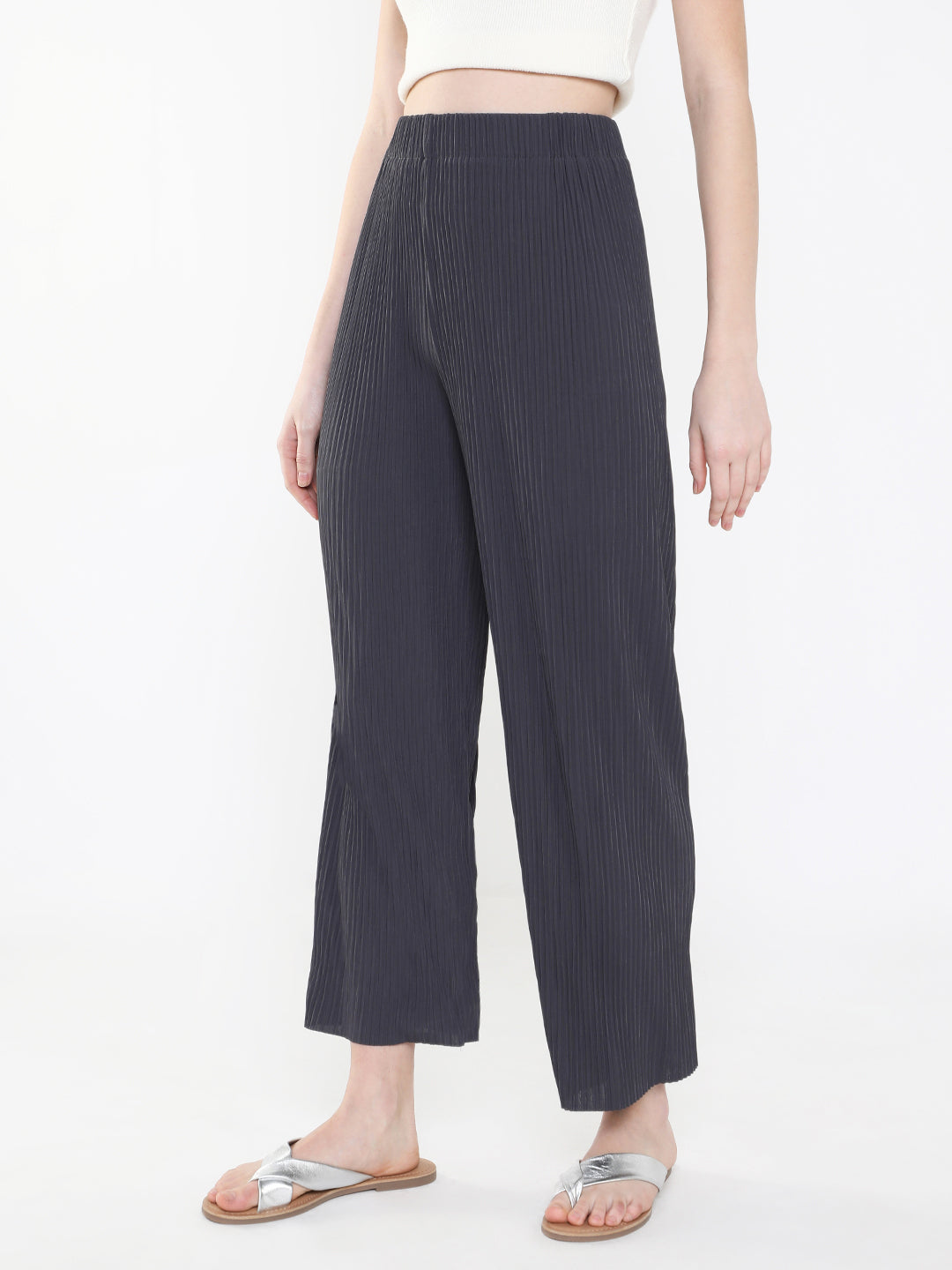 Women Solid Grey Trouser