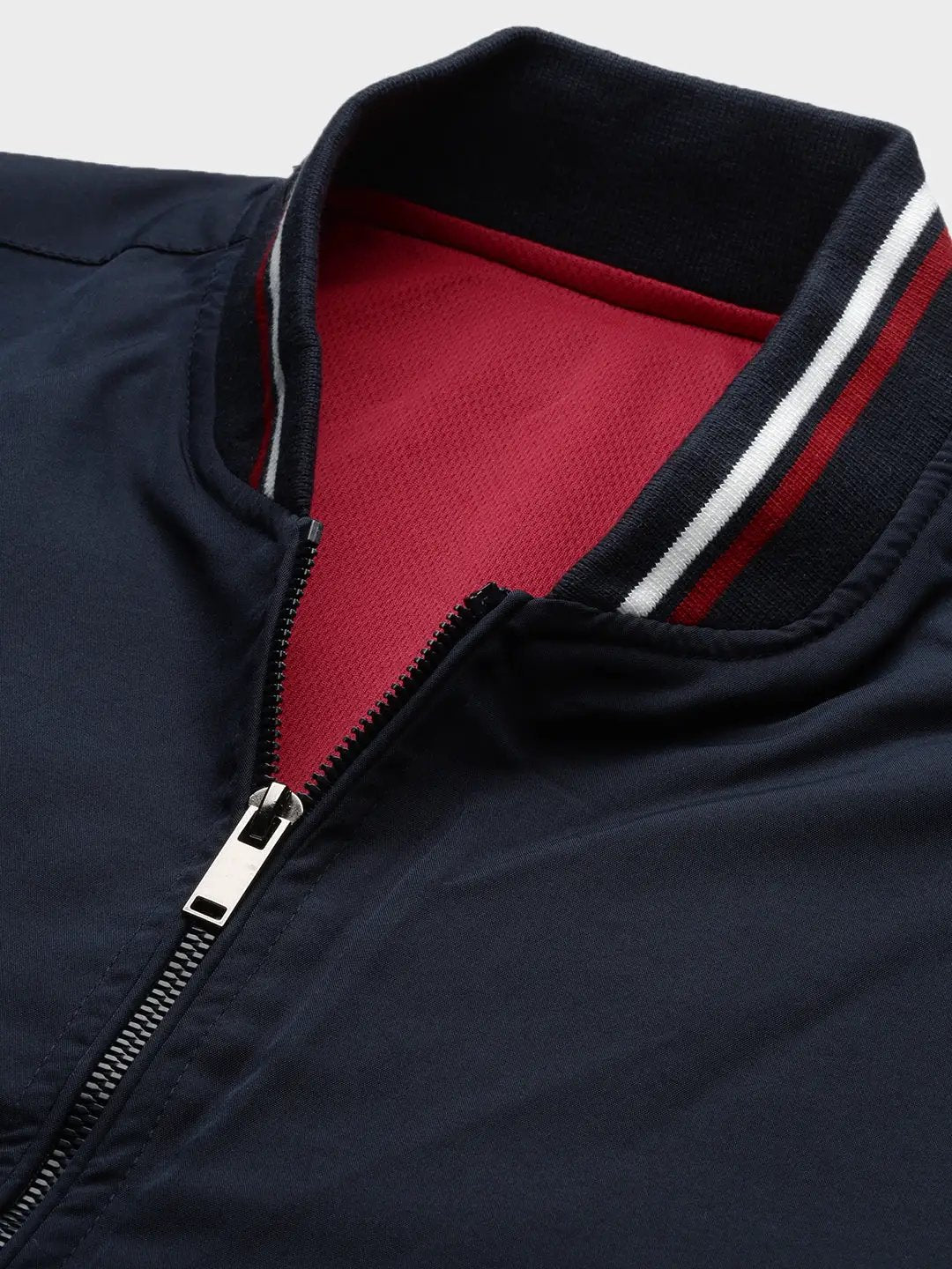 Men's Solid Navy Blue Bomber Jacket