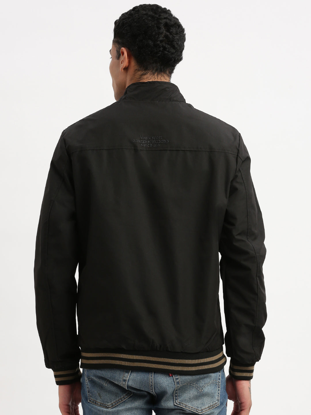 Men Mock Collar Olive Solid Reversible Bomber Jacket