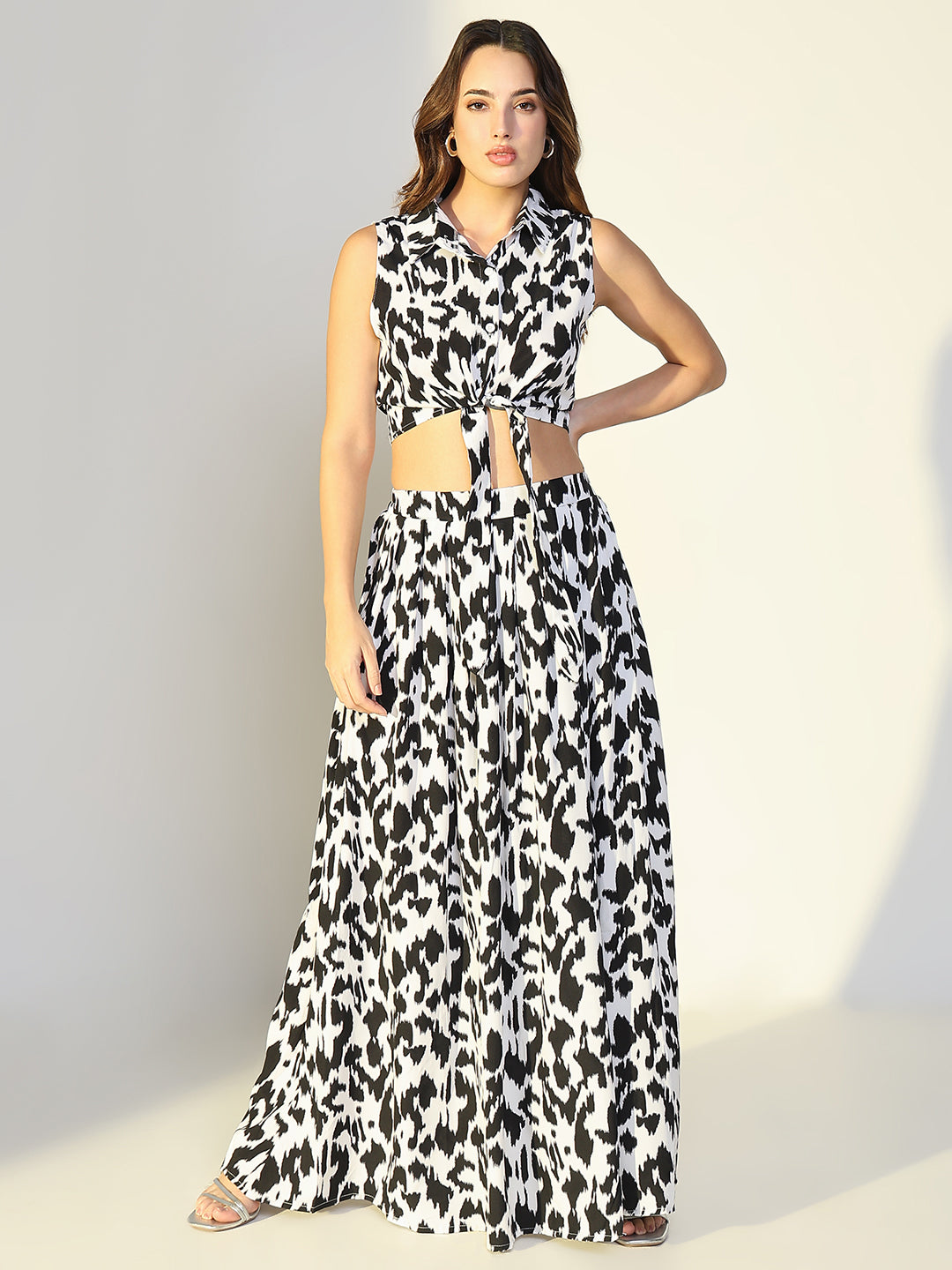 Women Black Printed Co Ords Set