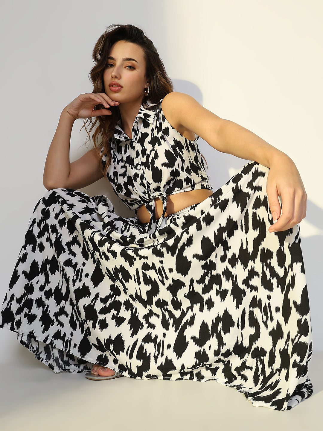 Women Black Printed Co Ords Set