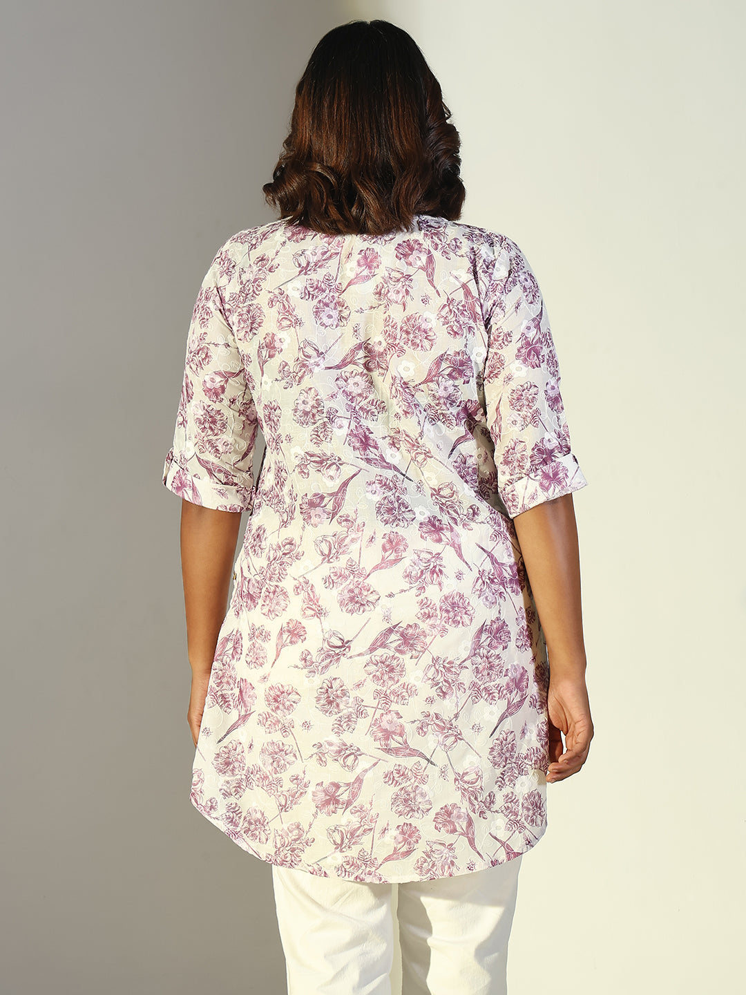 Women Purple Floral A Line Kurti