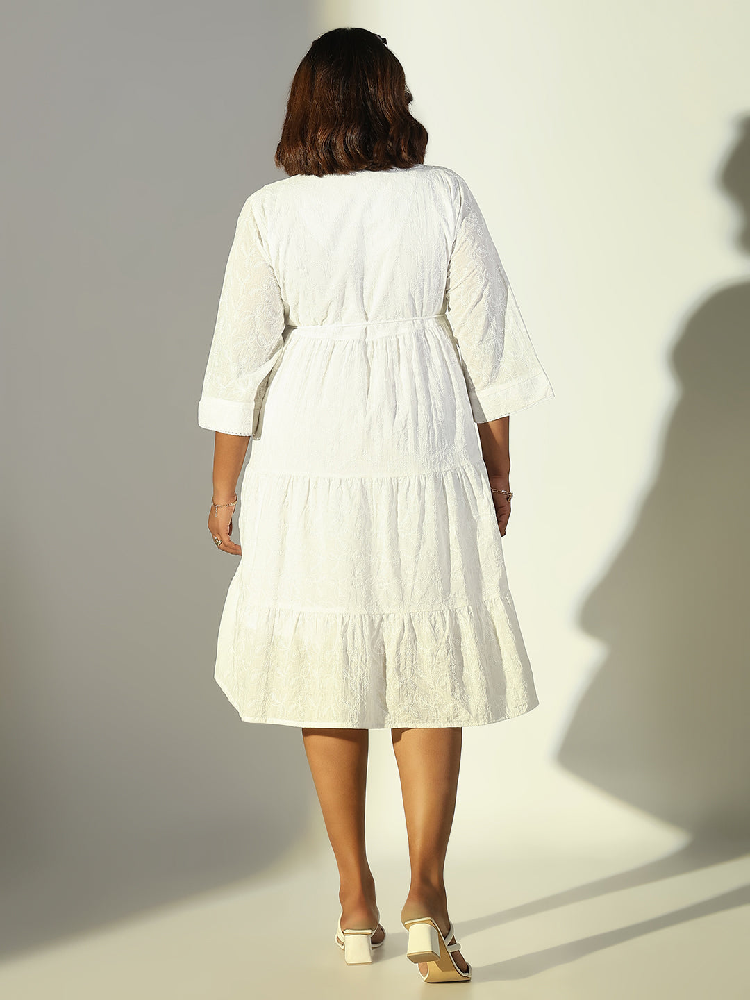 Women White Solid A Line Dress