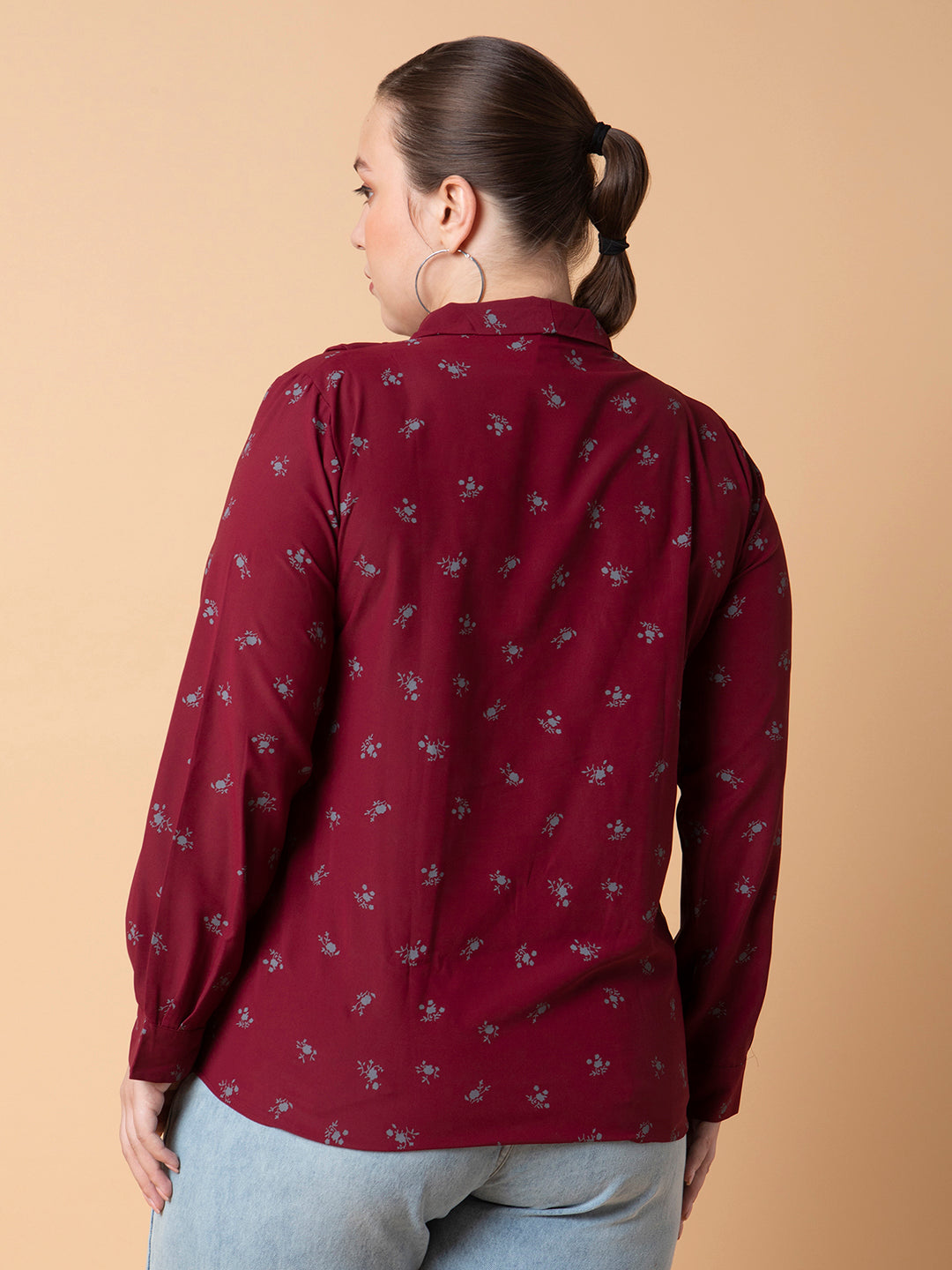 Women Floral Maroon Top