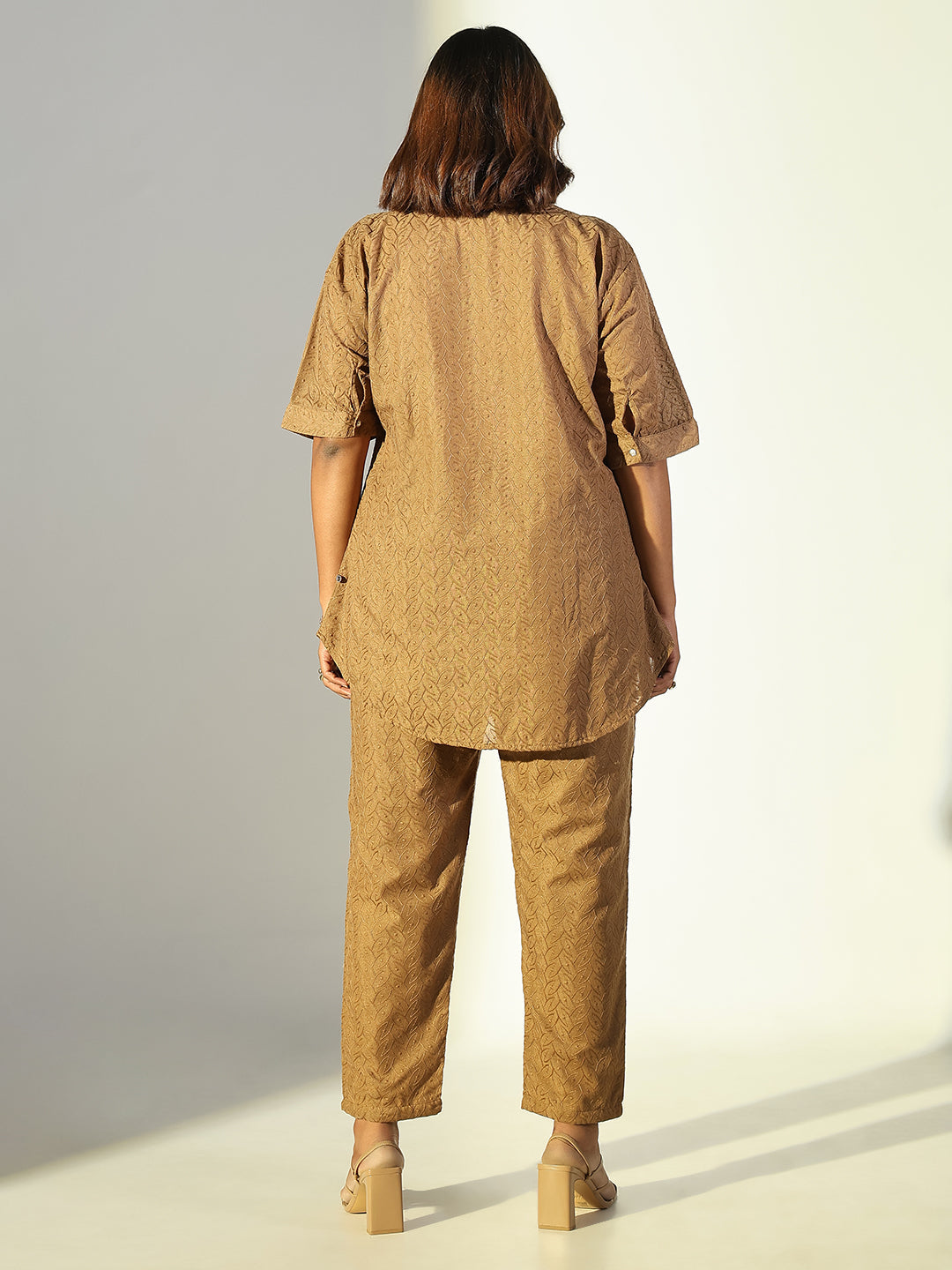 Women Brown Embroidered Co Ords Set