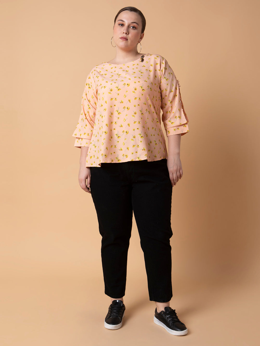 Women Floral Peach Top