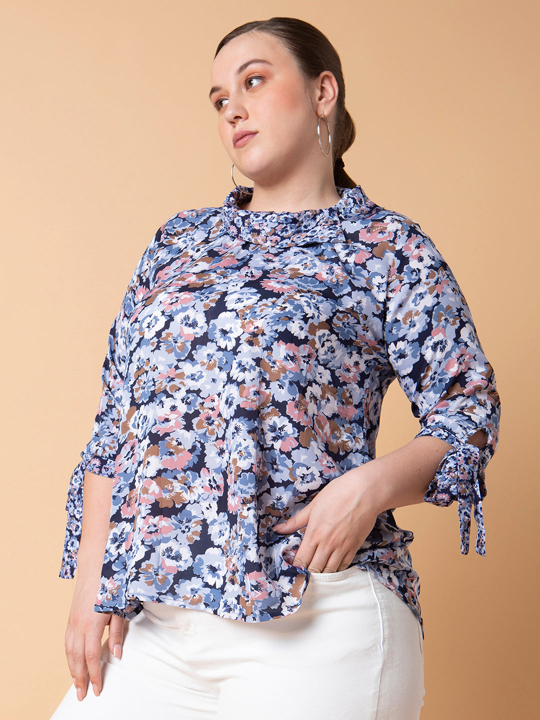 Women Floral Blue Top