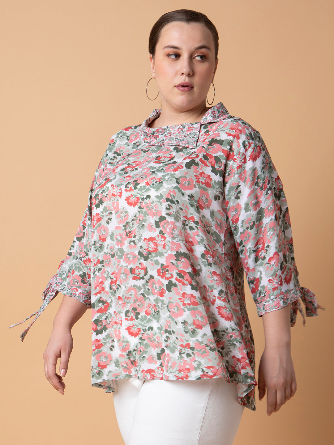 Women Floral Sea Green Top