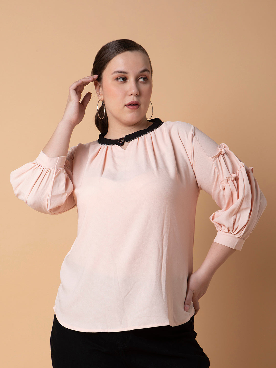 Women Solid Peach Top