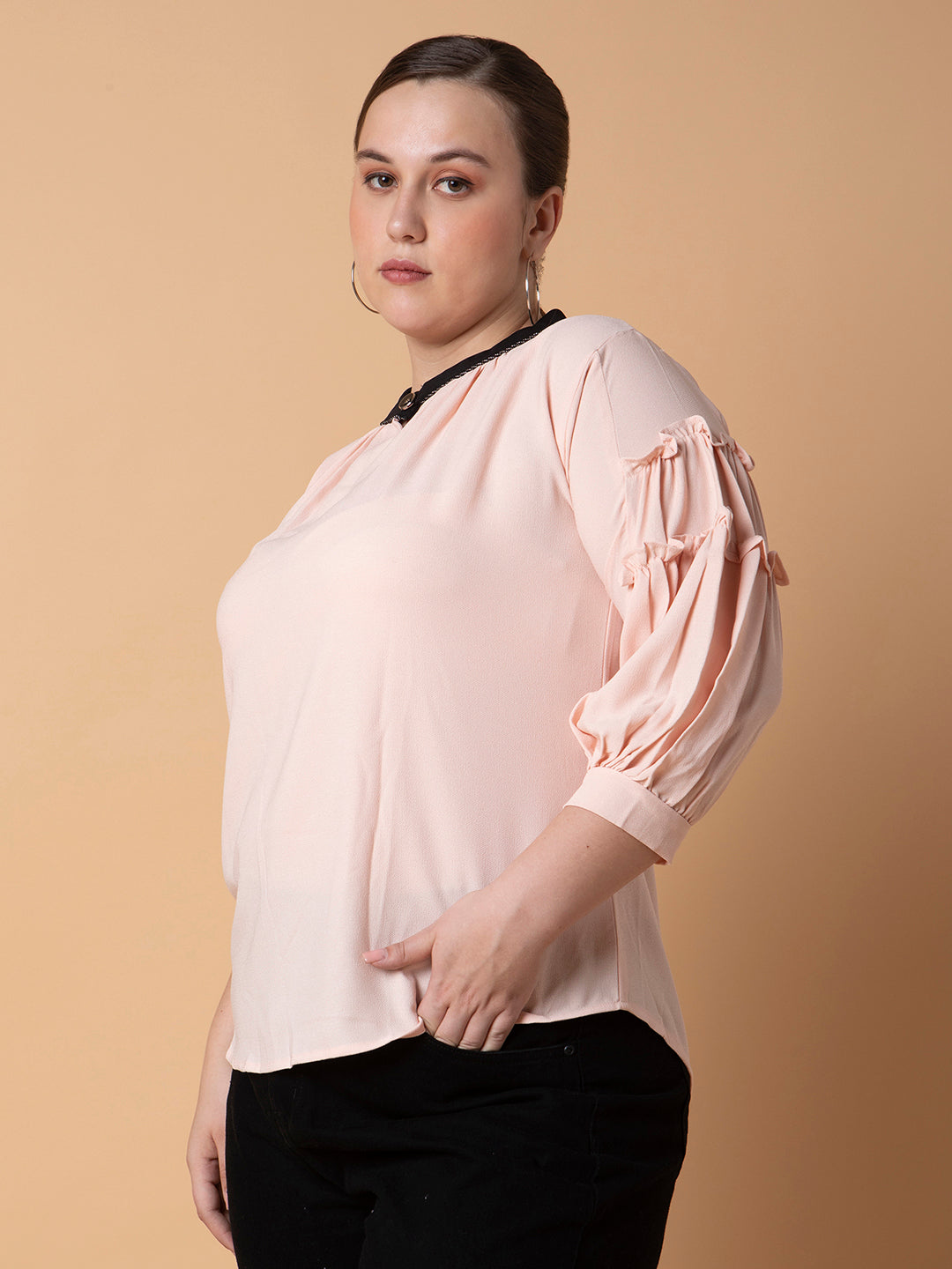 Women Solid Peach Top