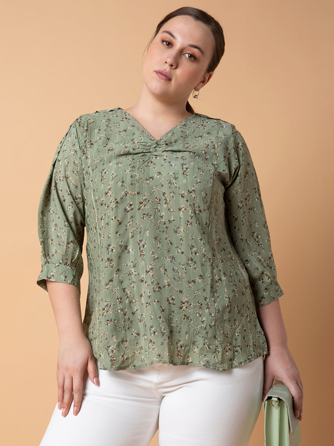 Women Floral Green Top