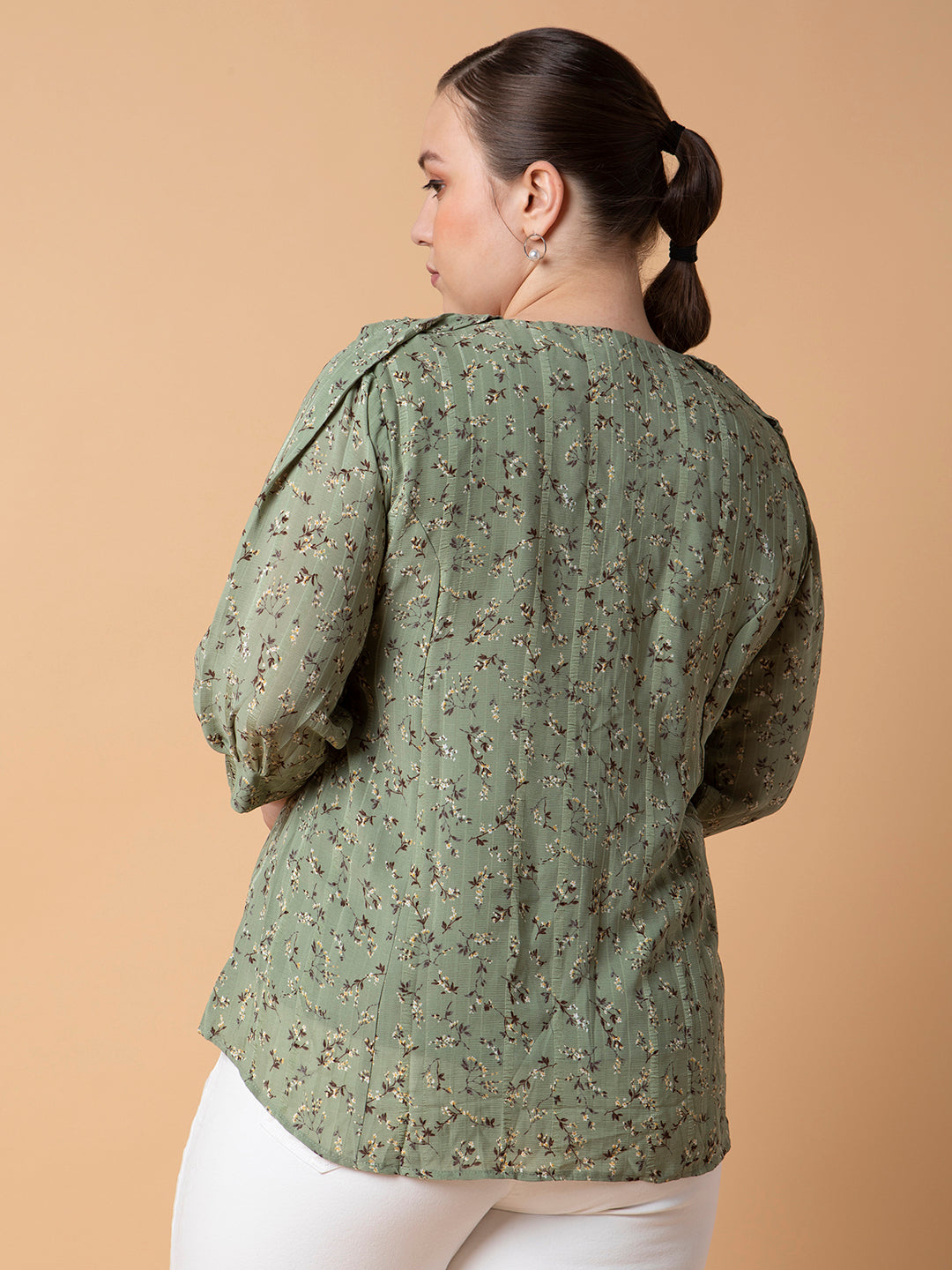 Women Floral Green Top