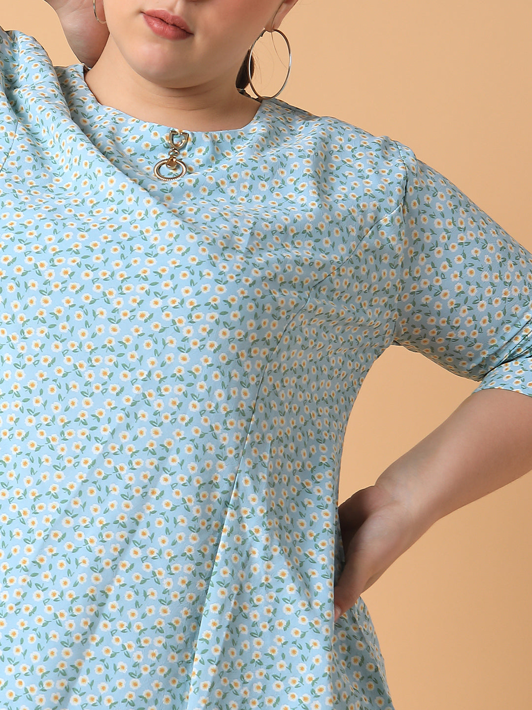 Women Floral Sea Green Top