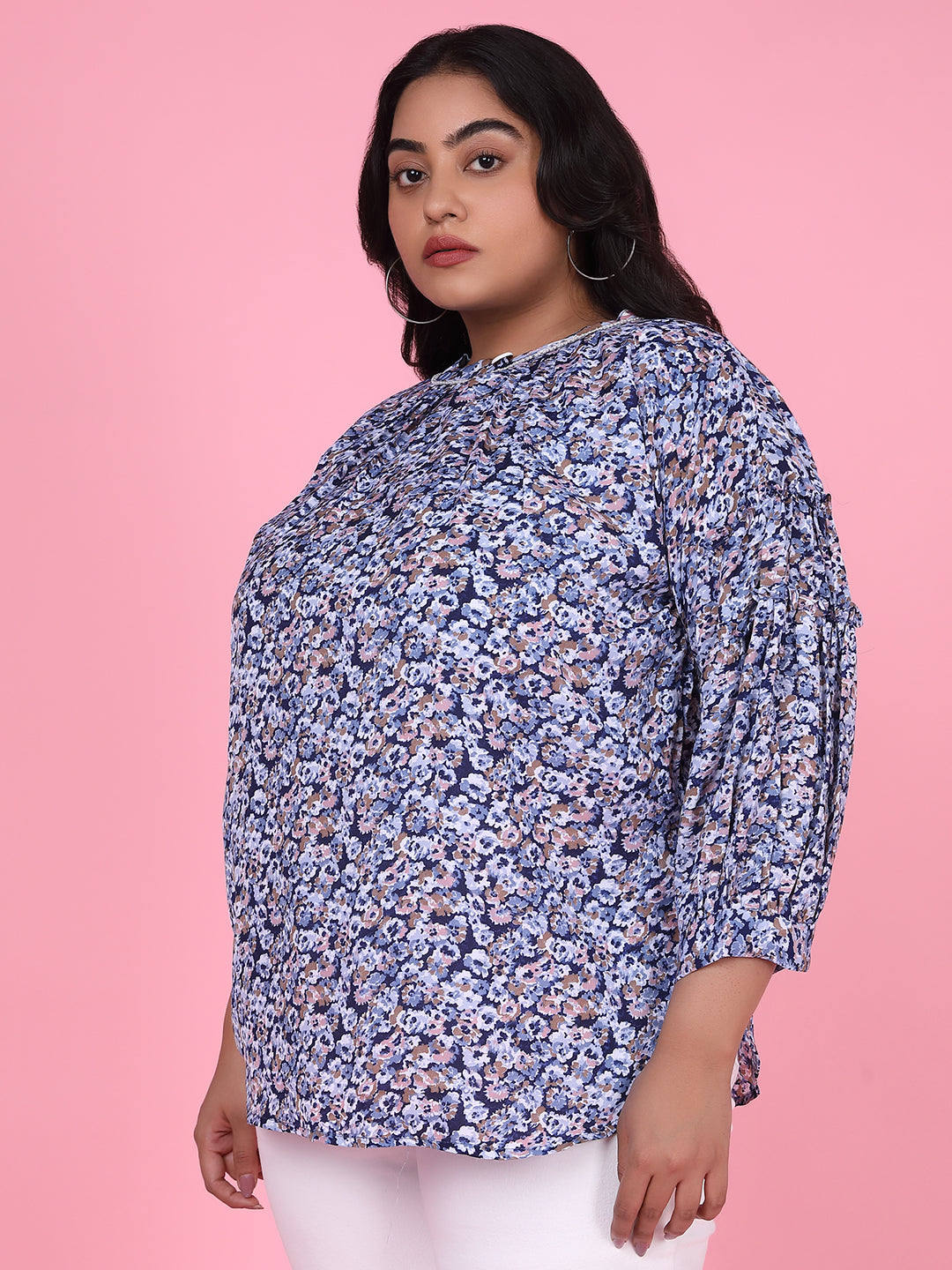 Women Floral Navy Blue Top