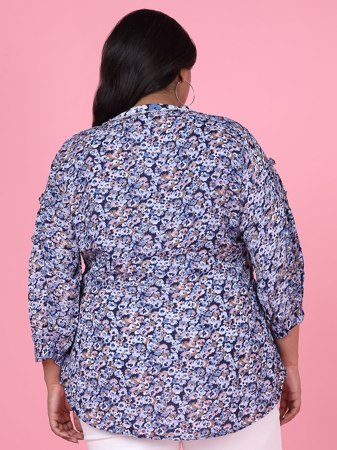 Women Floral Navy Blue Top