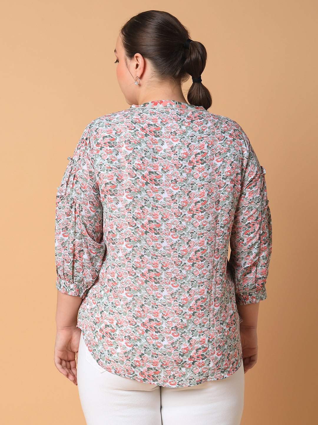 Women Floral Sea Green Top