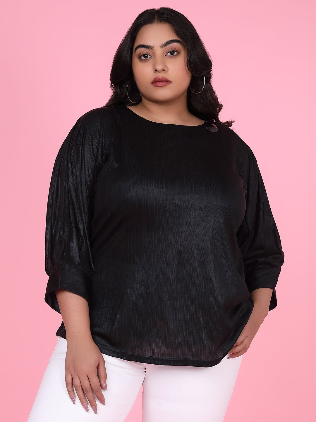 Women Solid Black Top