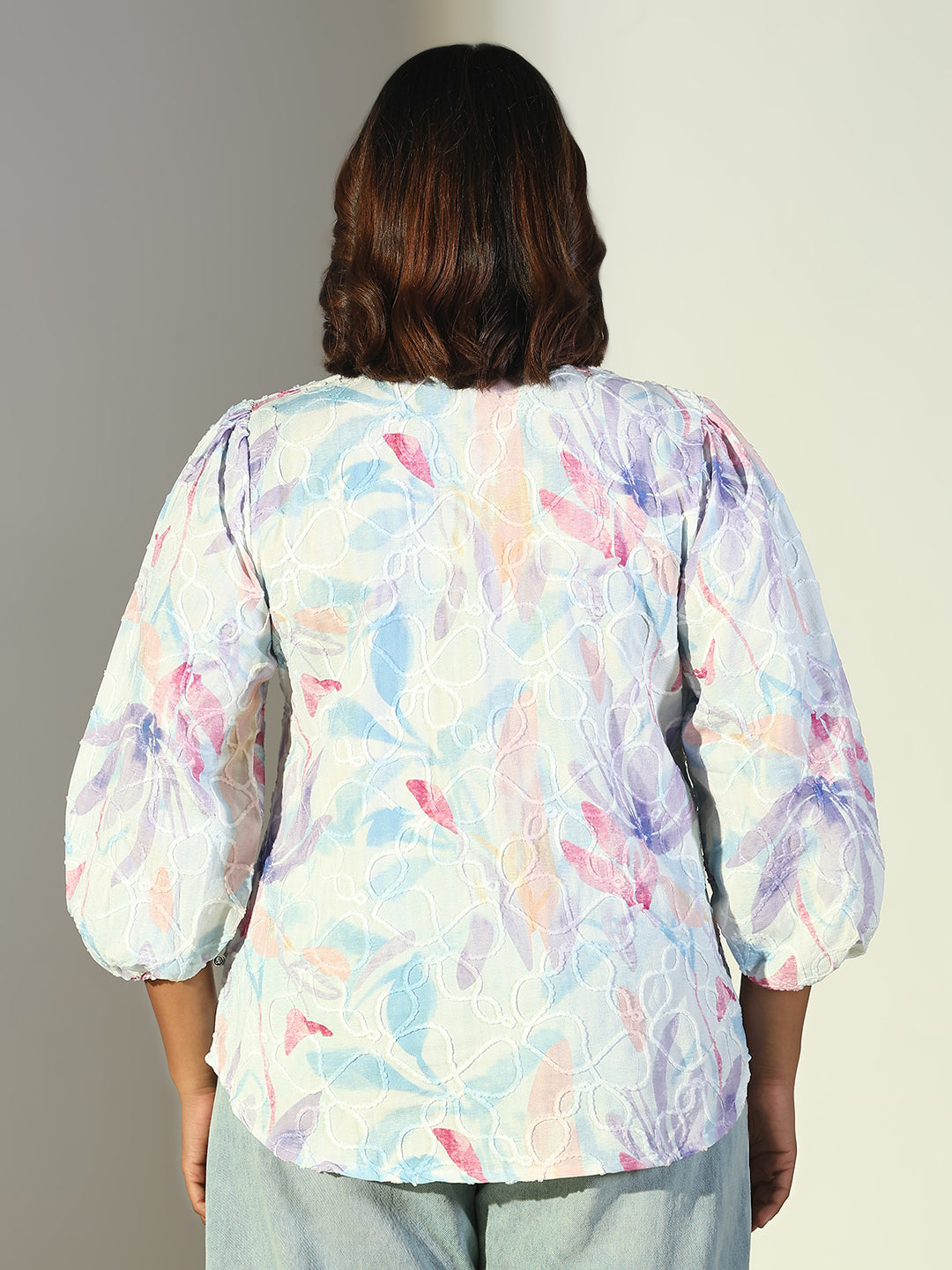 Women Blue Floral Top