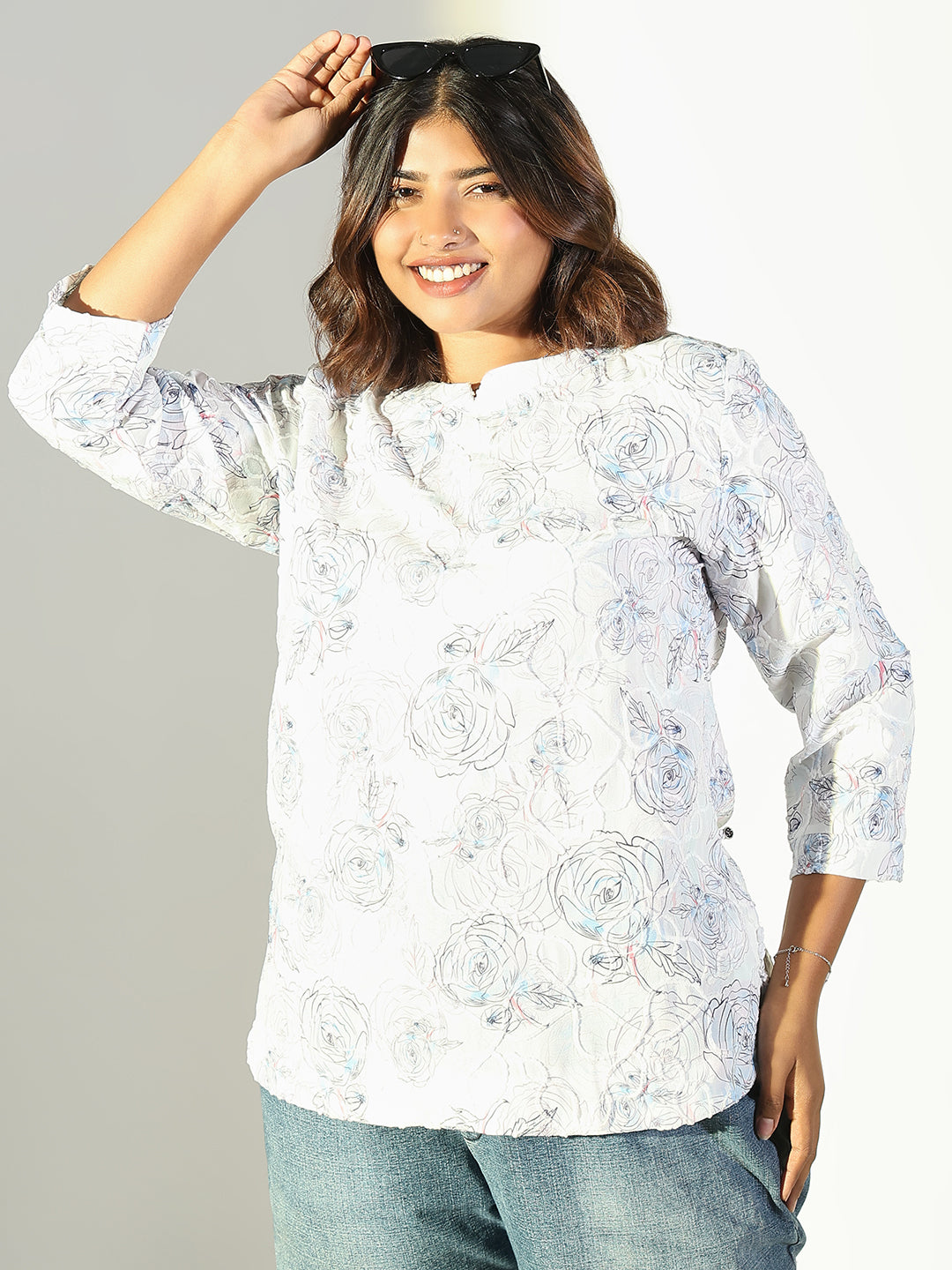 Women Blue Floral Top