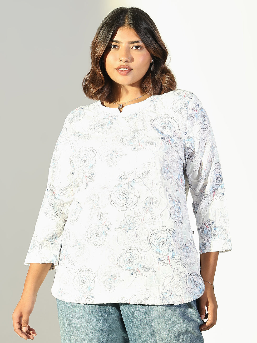 Women Blue Floral Top