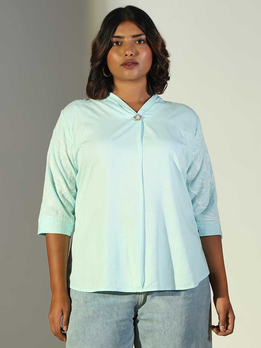 Women Sea Green Solid Top