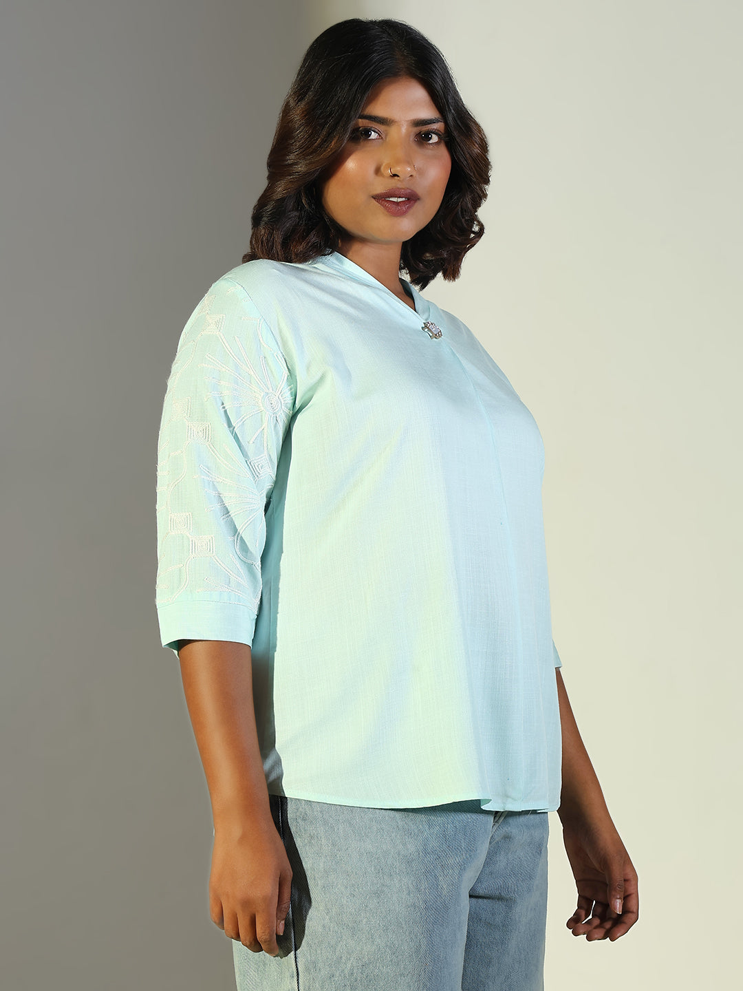 Women Sea Green Solid Top