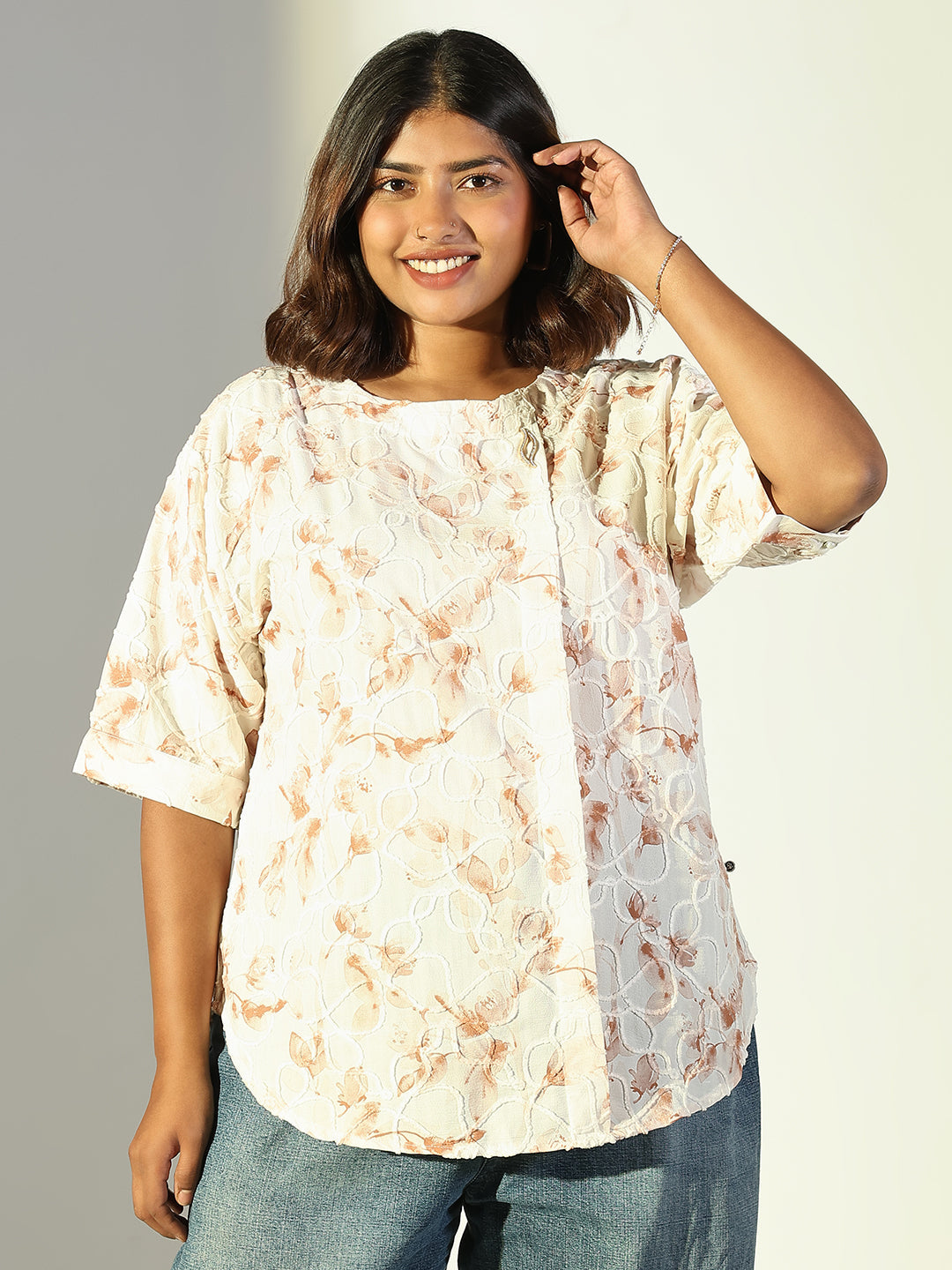 Women Brown Floral Top