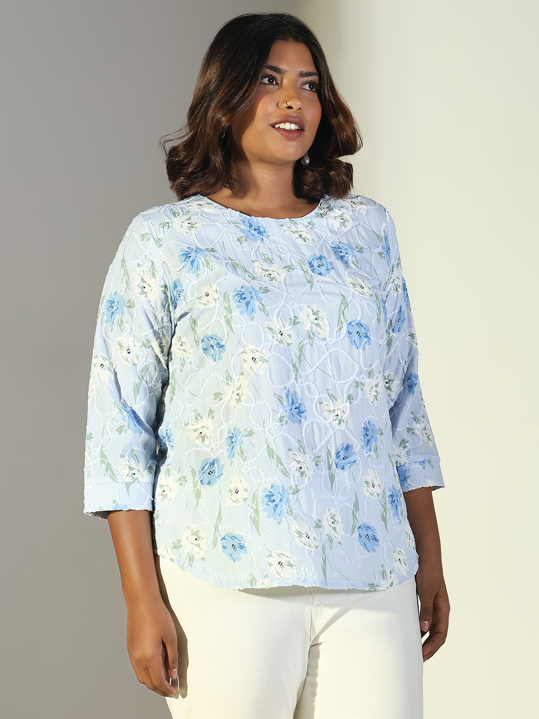 Women Blue Floral Top