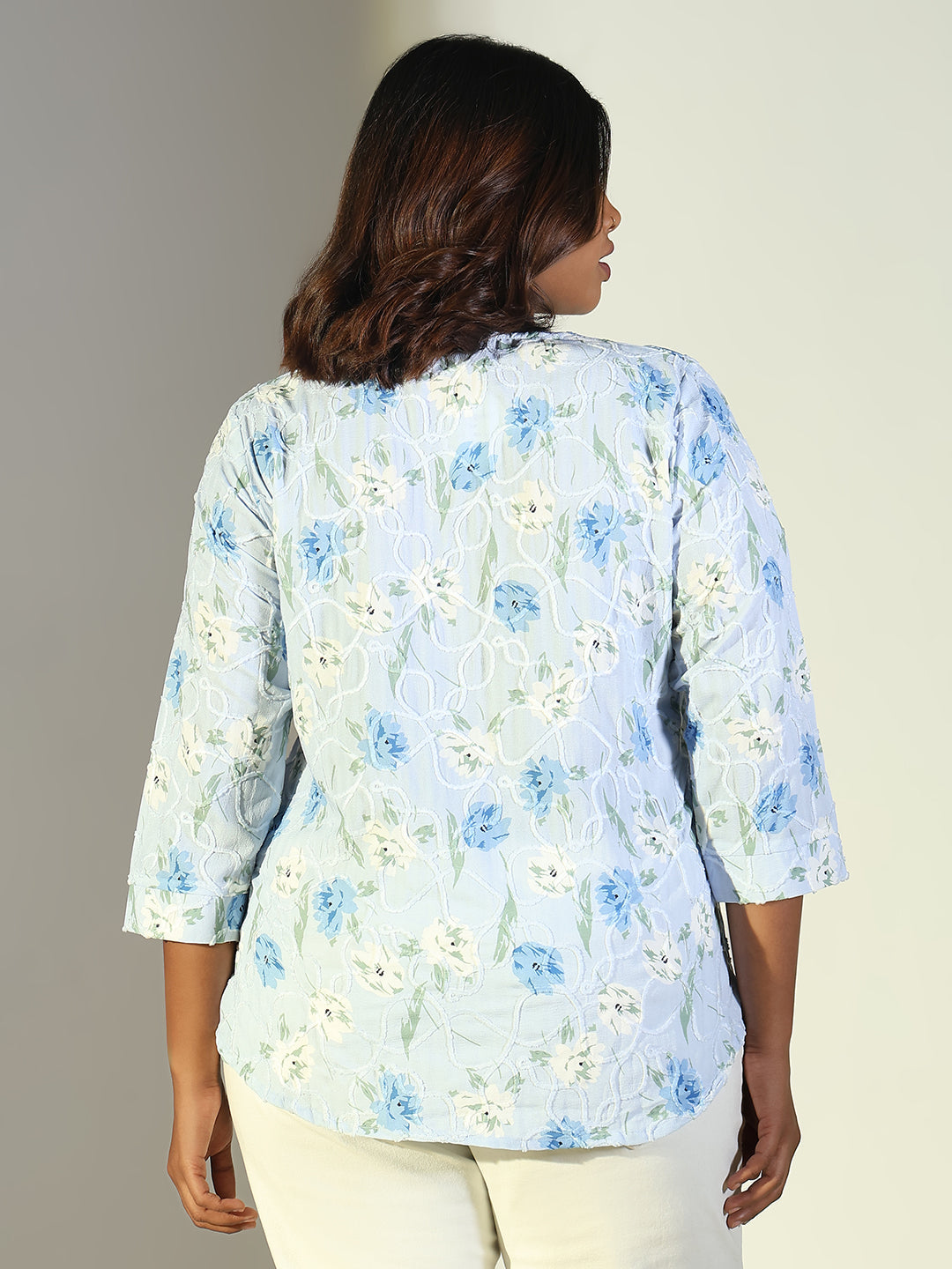 Women Blue Floral Top