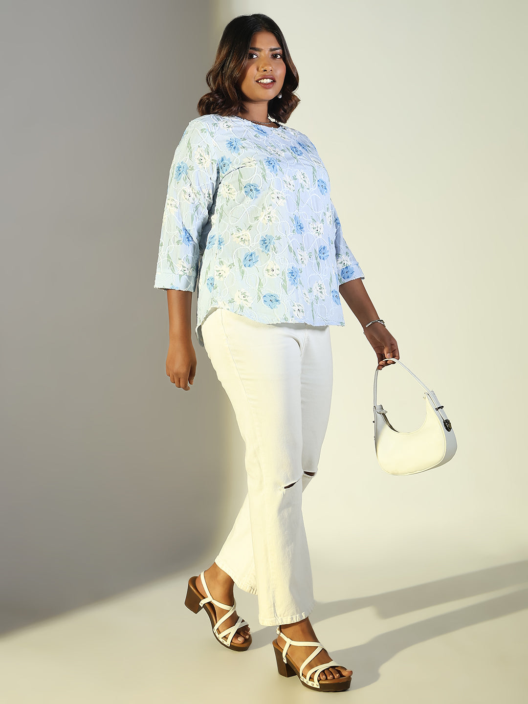 Women Blue Floral Top