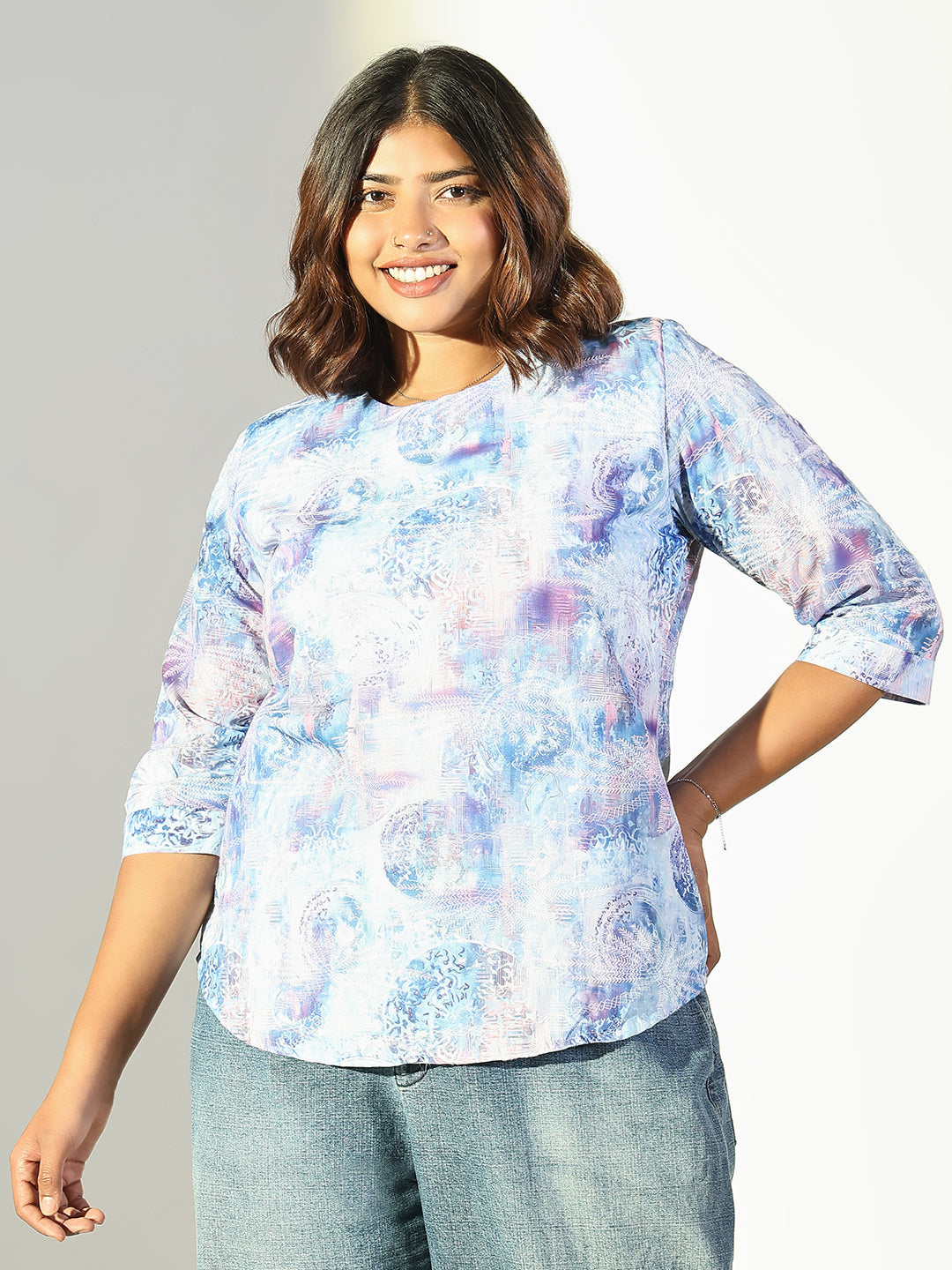 Women Blue Graphic Top