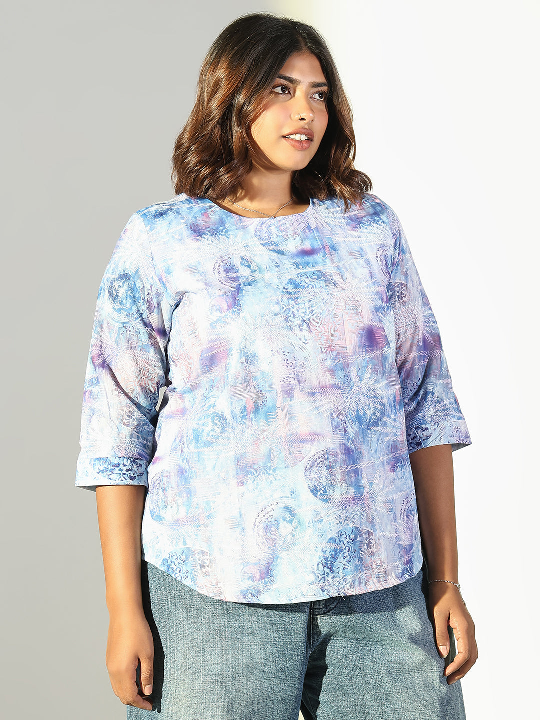 Women Blue Graphic Top