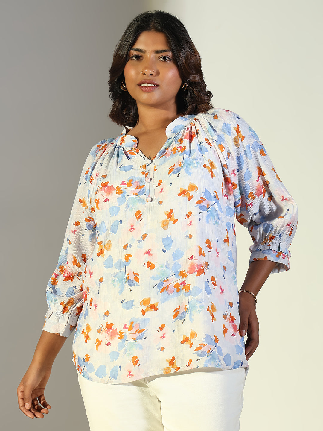 Women Blue Floral Top