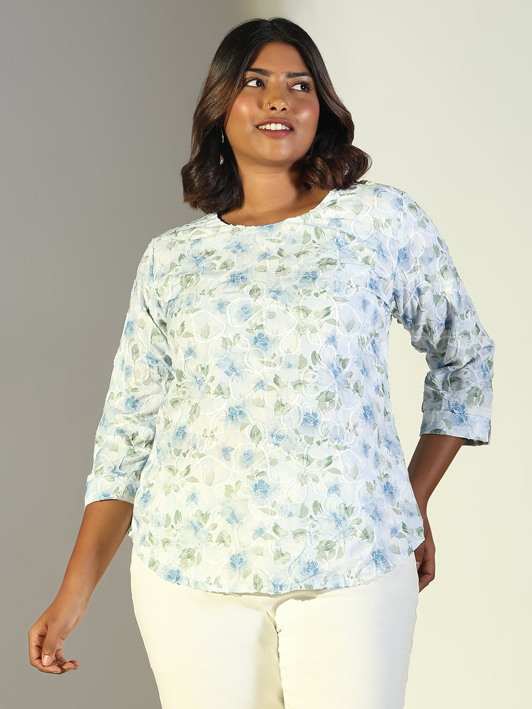 Women Blue Floral Top