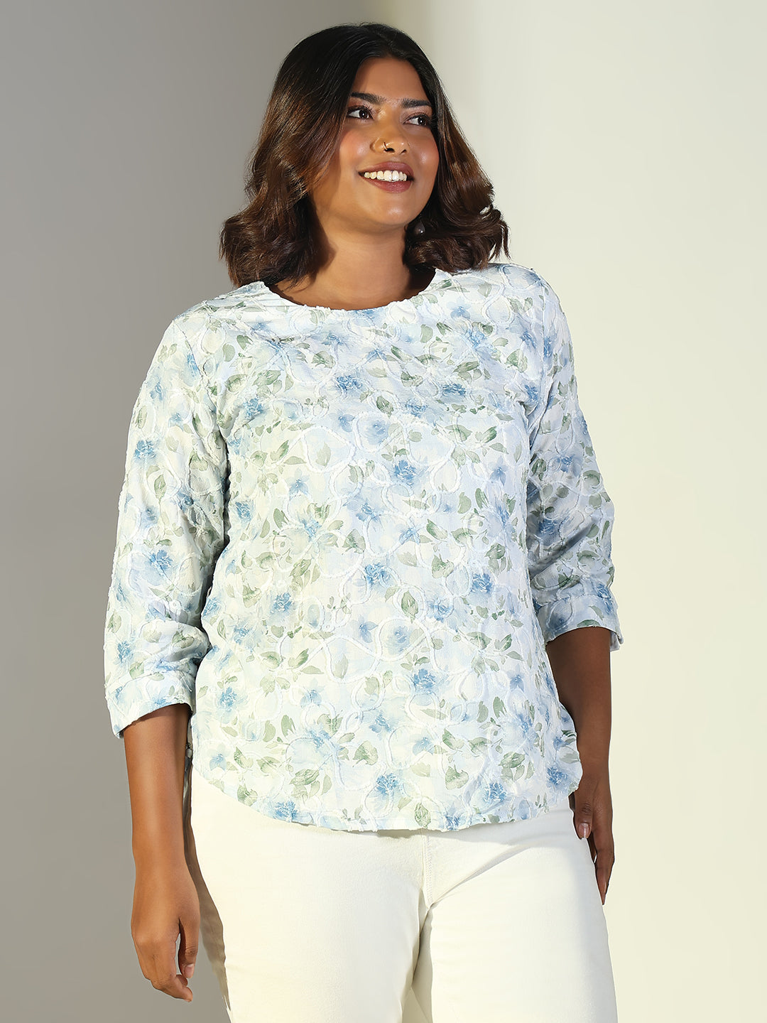 Women Blue Floral Top