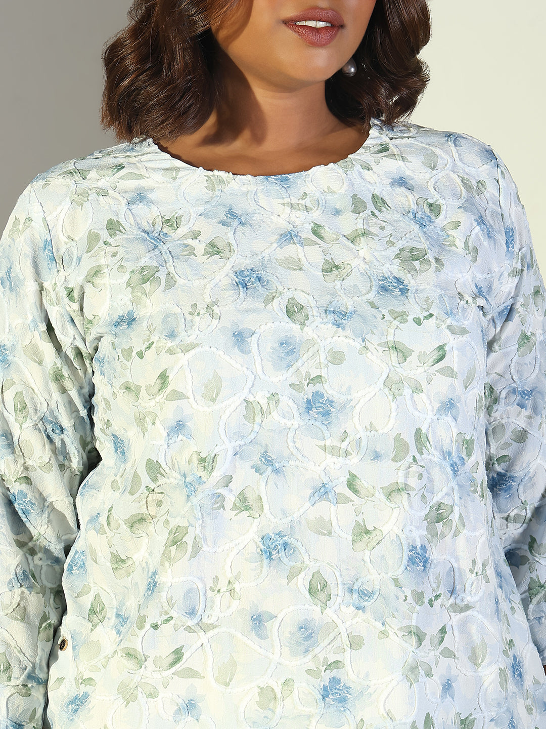 Women Blue Floral Top