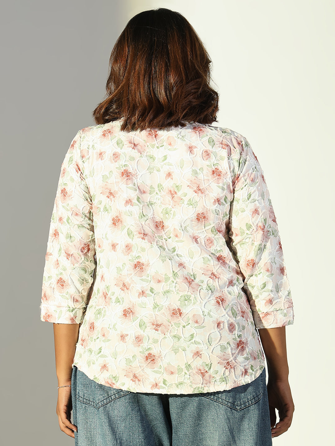 Women White Floral Top