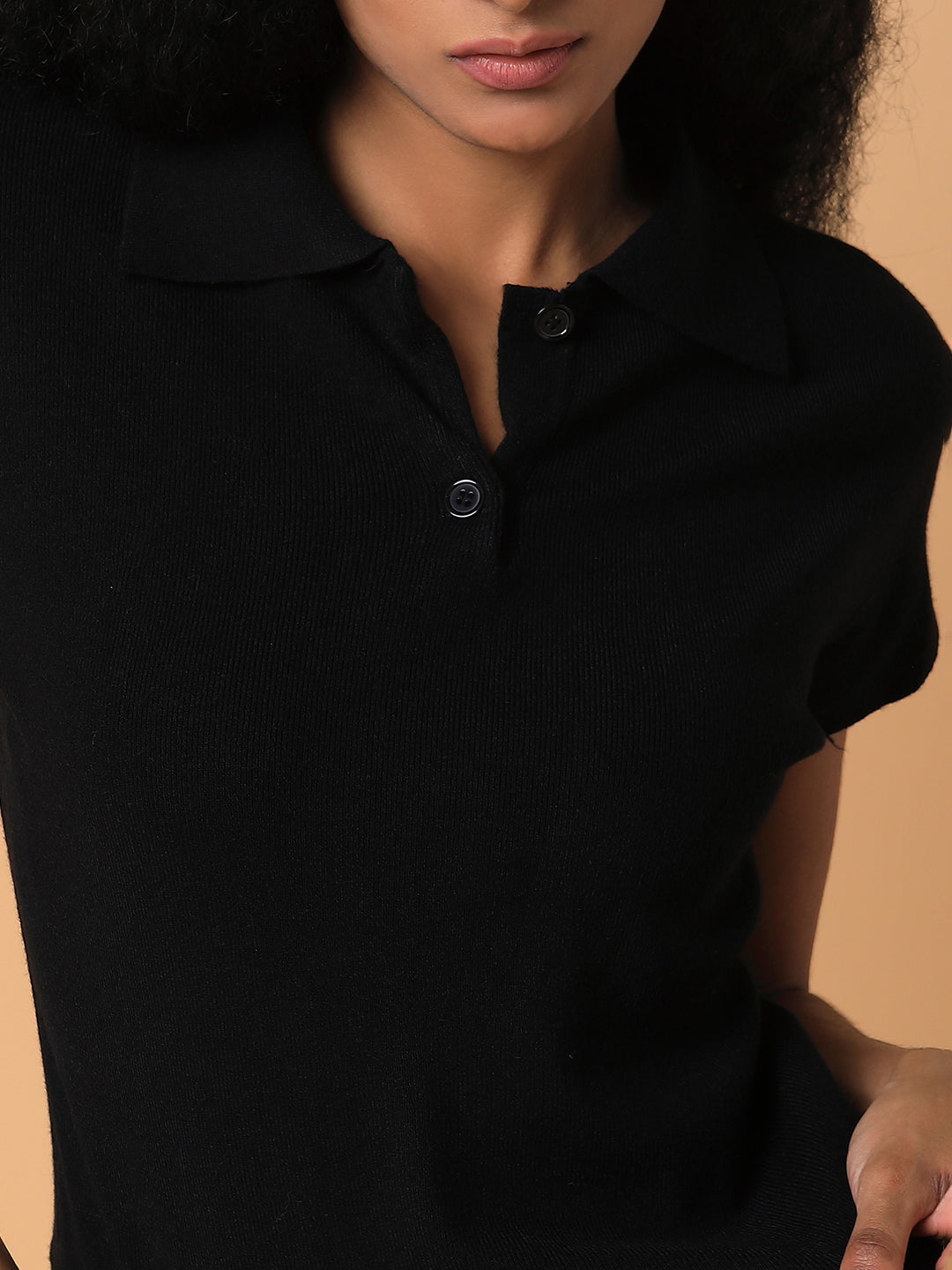 Women Solid Black Top