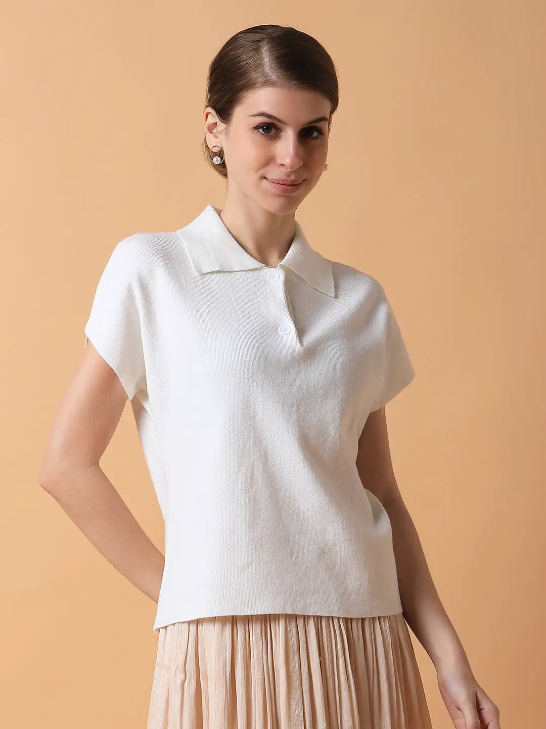 Women's Solid Off White Top
