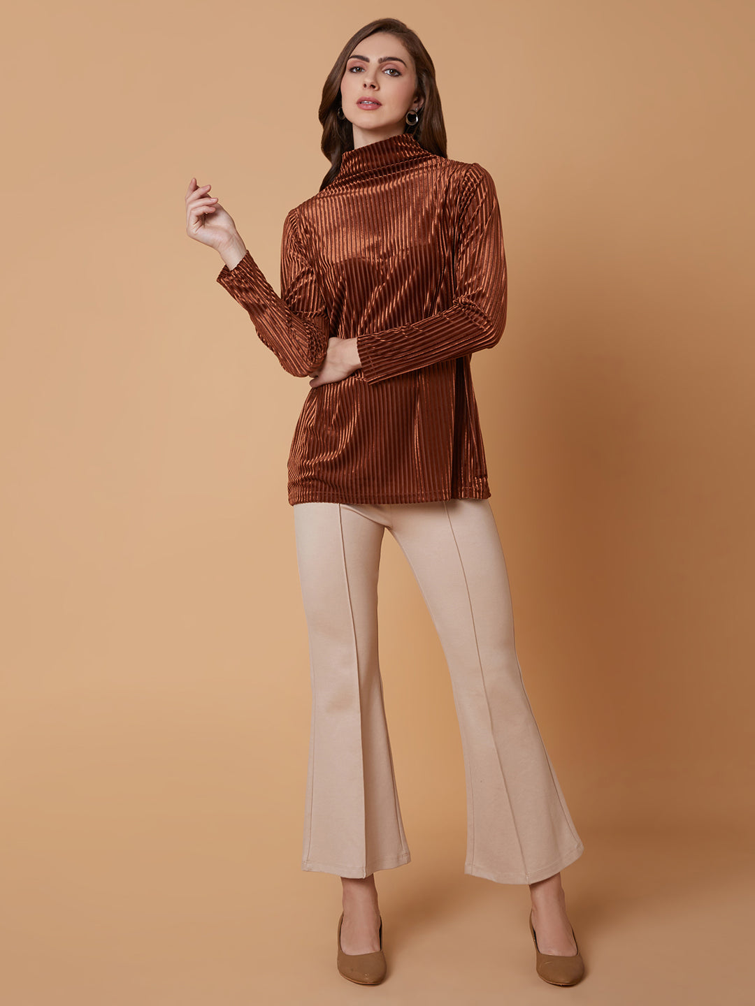 Women Solid Rust Top