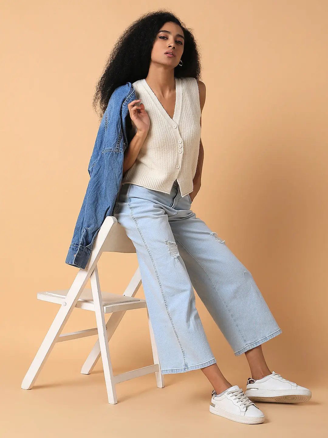 Women's Solid Beige Sweater