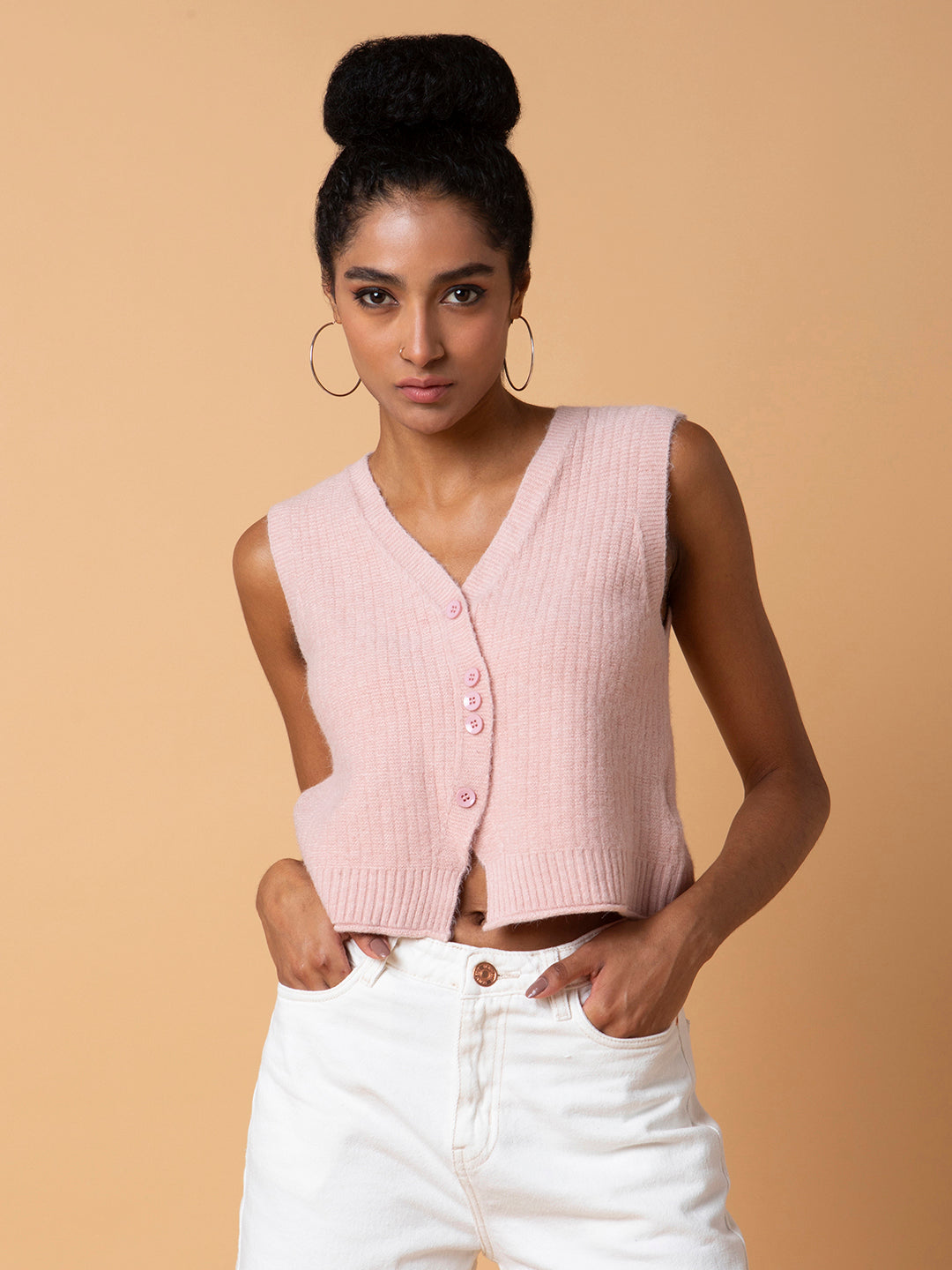 Women Solid Peach Sweater