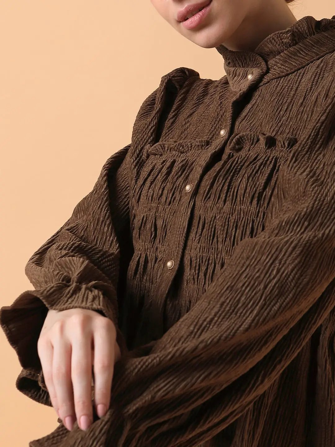 Women's Solid Brown Empire Top