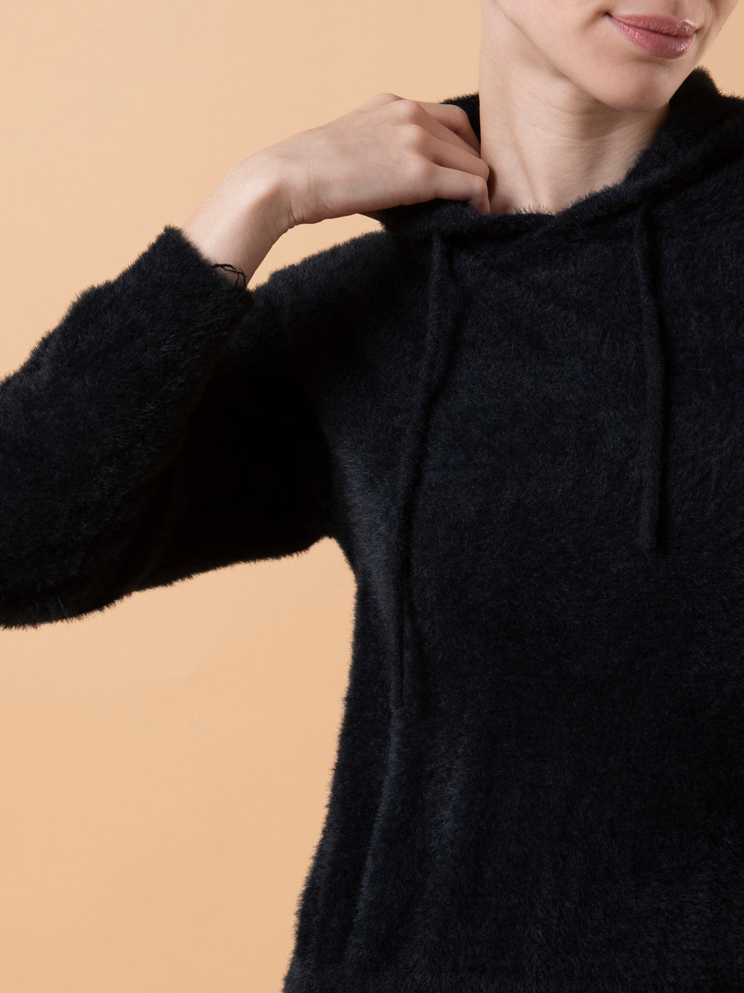 Women Solid Black Pullover