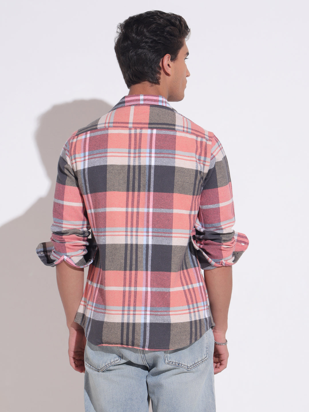 Men's Plaid Check Multi Casual Shacket with Utility Pockets